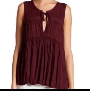 Melrose and Market Women Burgundy Babydoll Tank Top Size Small